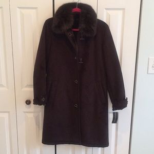 Dana Buchman Faux Fur Winter Coat Brown Size M